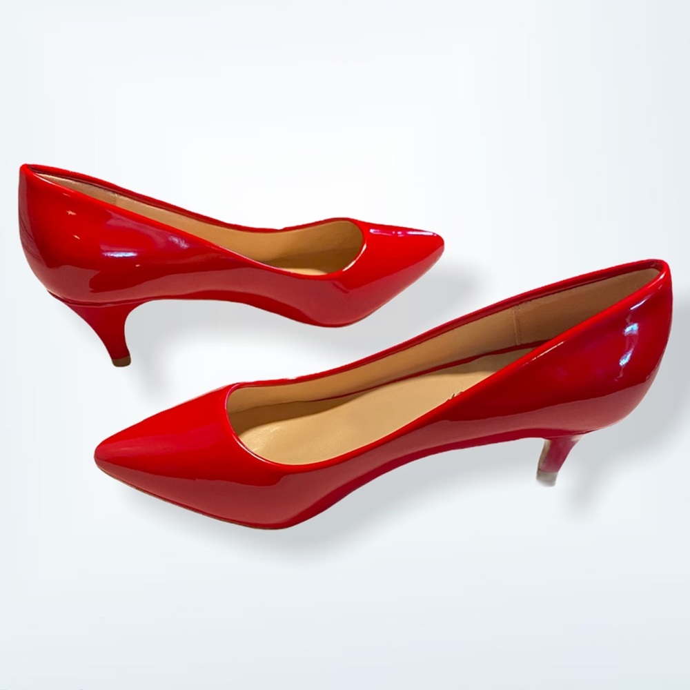 FOREVER AUBREE-16 RED PAT HEEL PUMPS